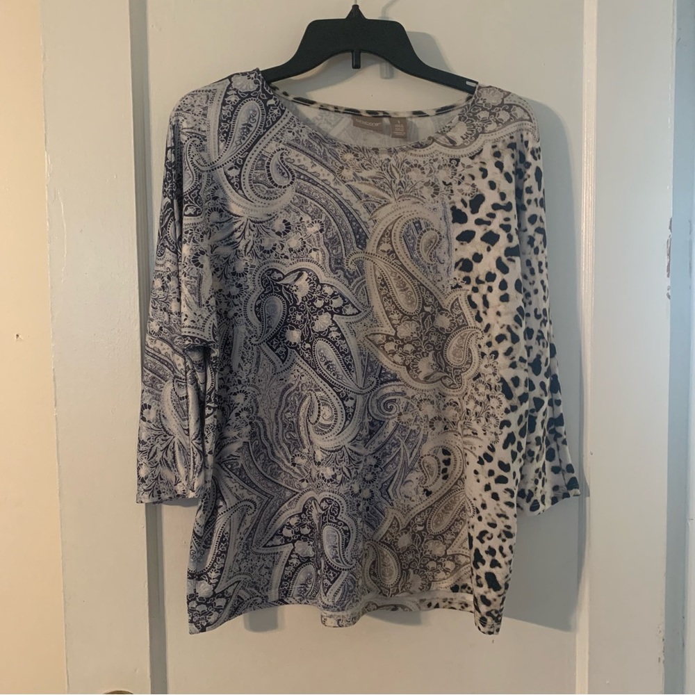 Chico’s Paisley and Cheetah Print Shirt